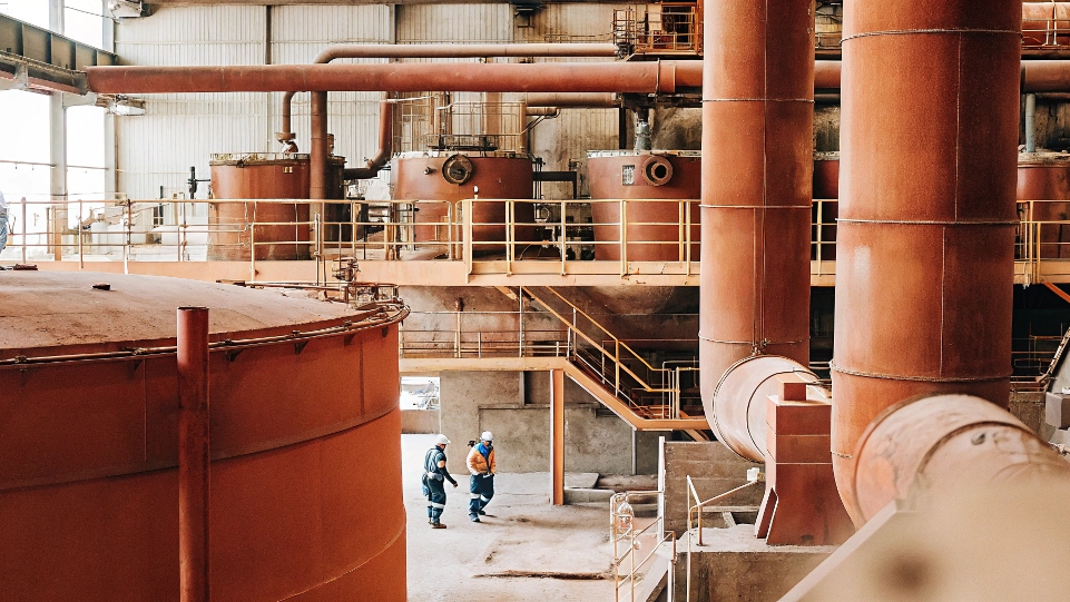 A chemical processing plant with titanium piping