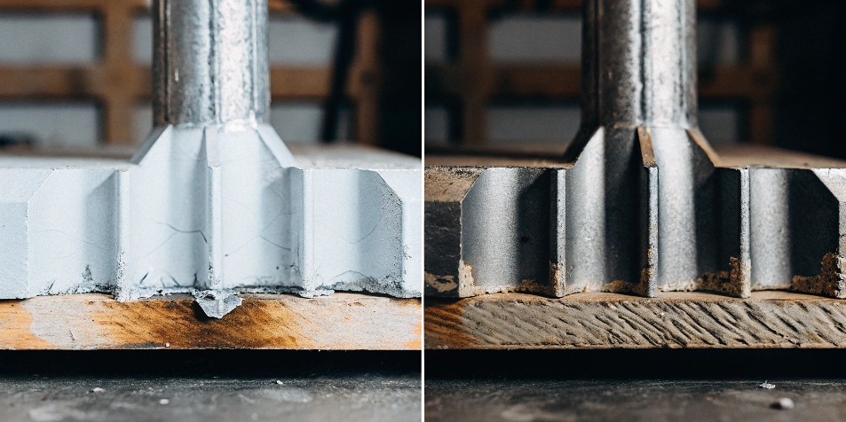 A diagram showing a projectile hitting a steel plate vs. a titanium plate.