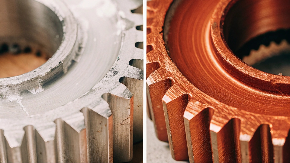 titanium gear vs an aluminum one showing wear and tear