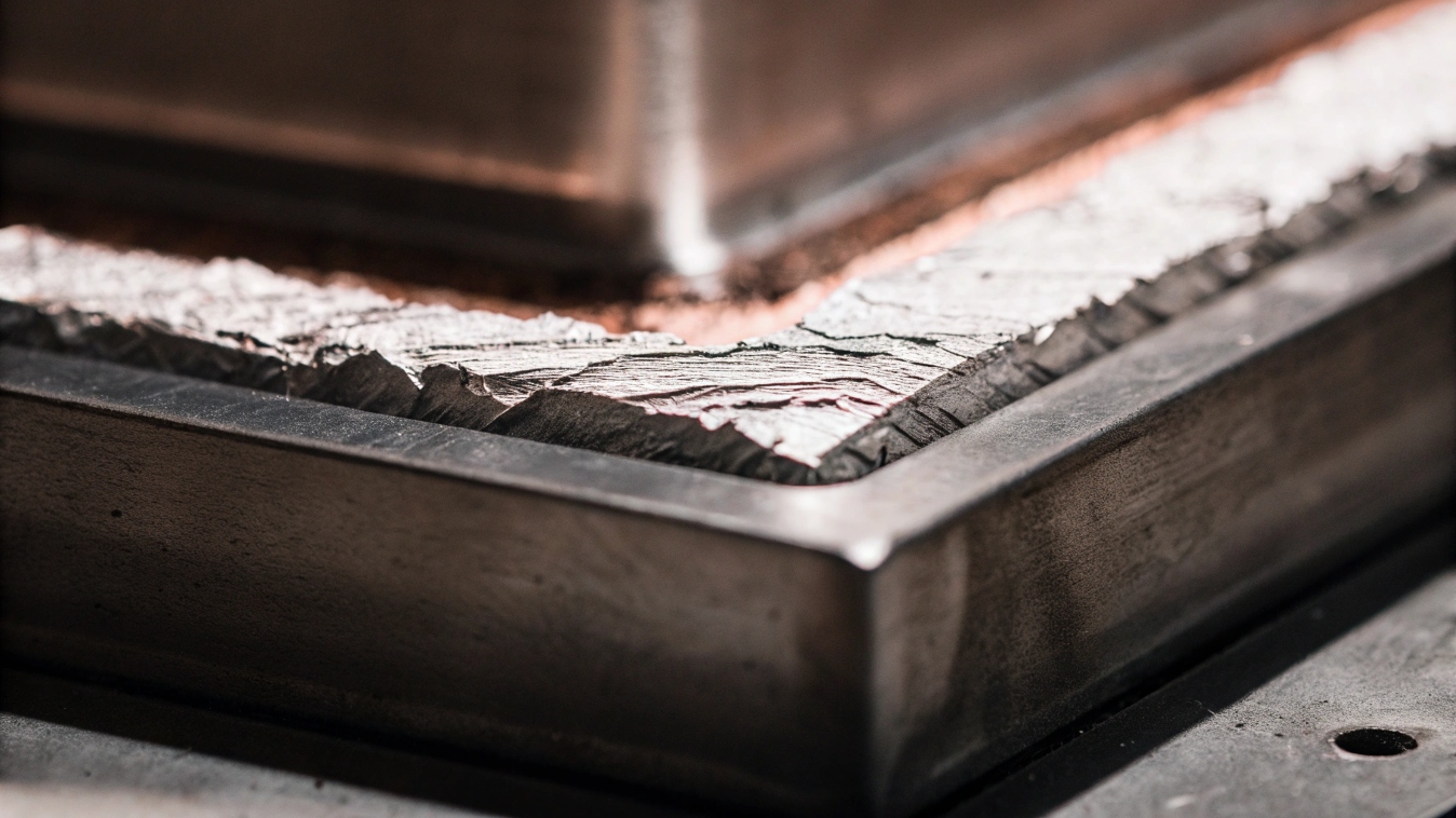 A close-up view of the MMO coating on a titanium substrate