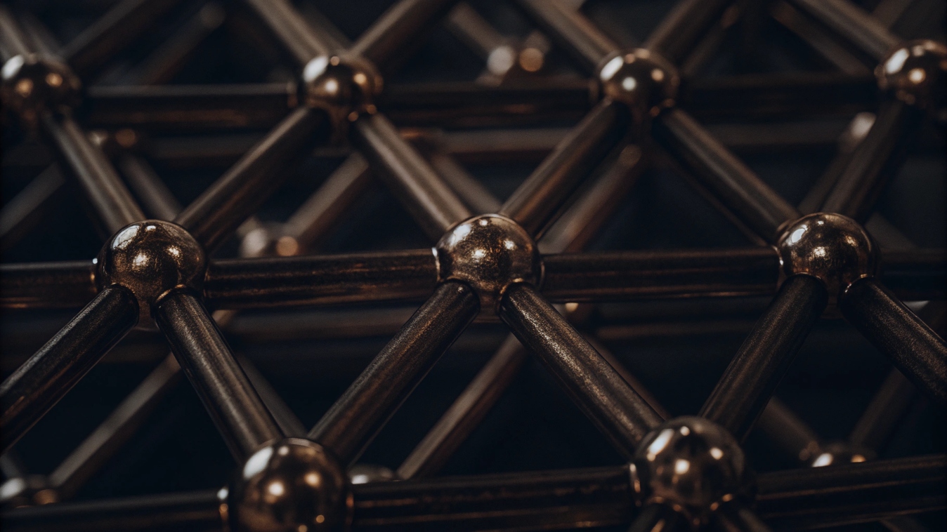 A microscopic view of the crystal structure of beta titanium alloy.