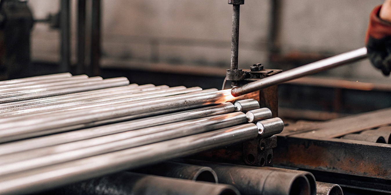 Manufacturing process showing cold rolling of titanium tubes